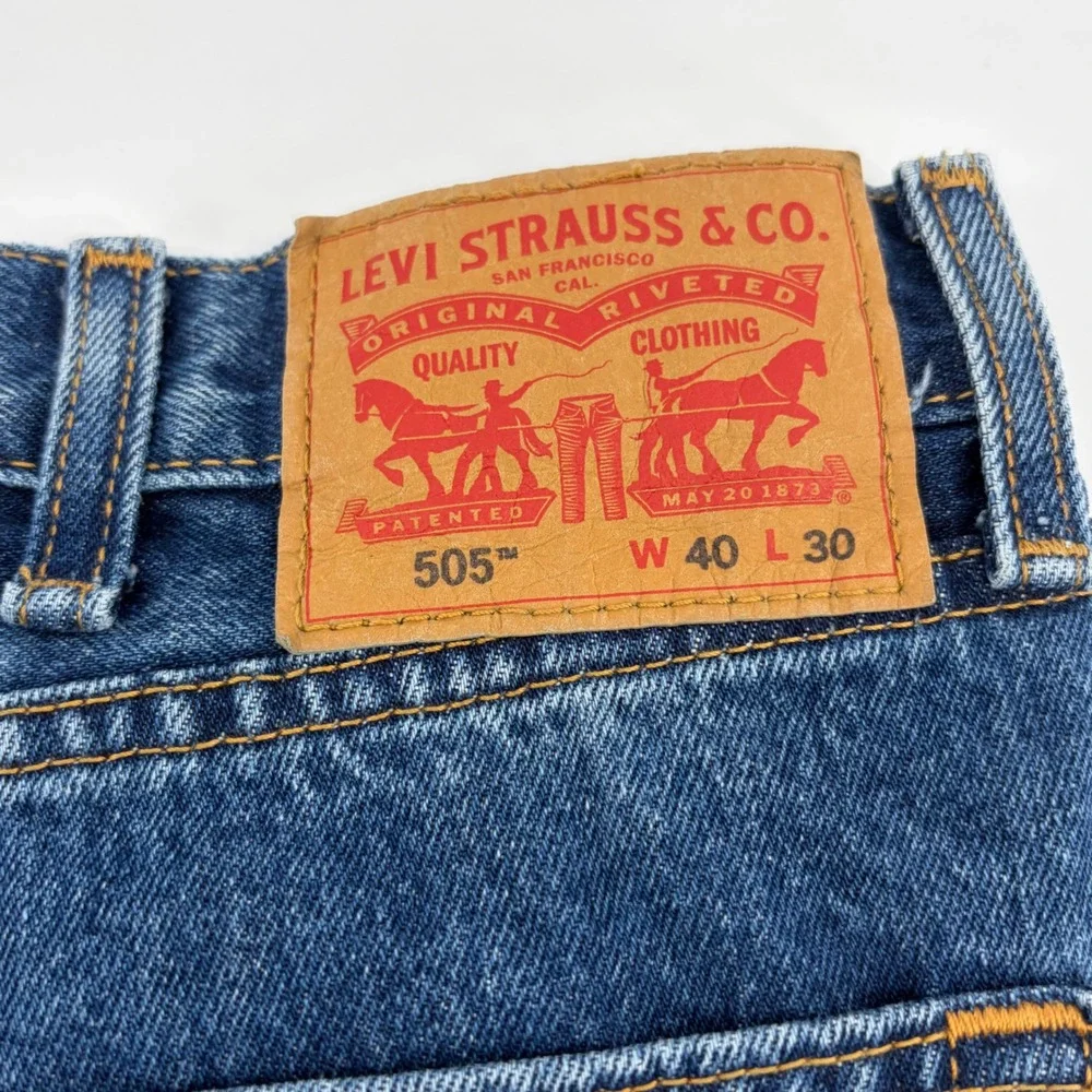 Levis 505 Mens Regular Fit Straight Leg Jeans Blue Medium Wash 40x30